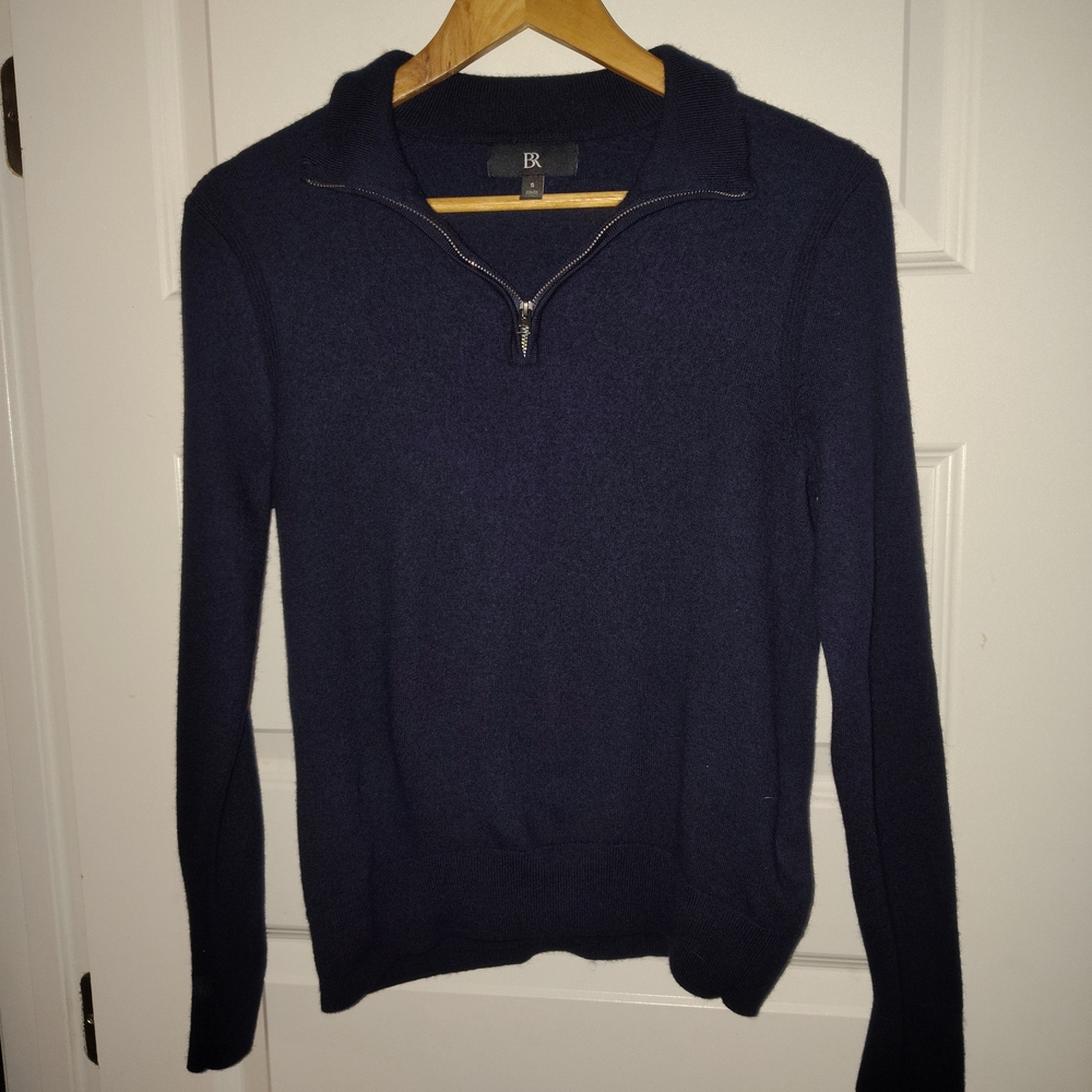 Banana Republic Men's Dark Blue Zip-Up Sweater